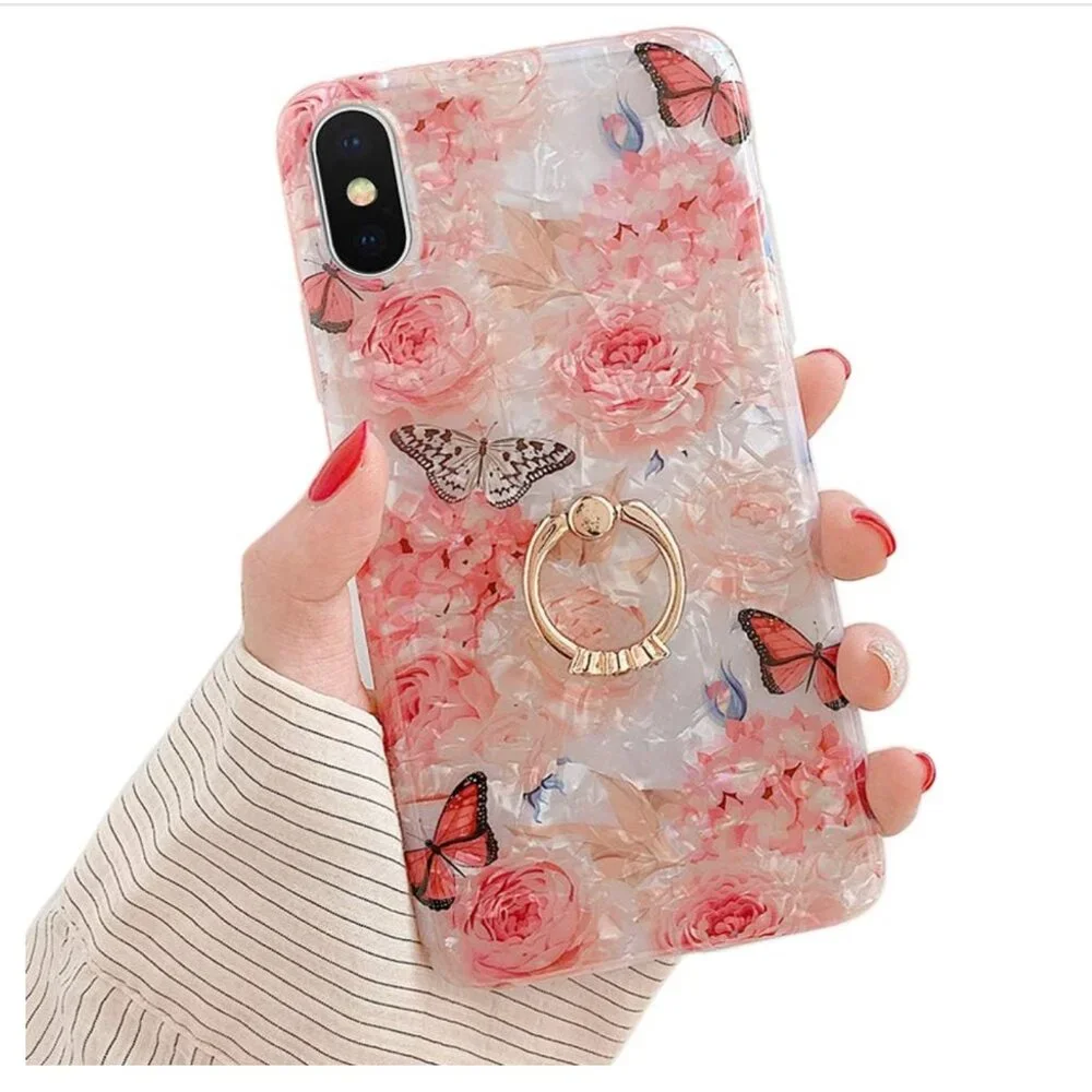 Qokey Compatible for iPhone Xs Case,for iPhone X Case Cute Clear Cover for Women